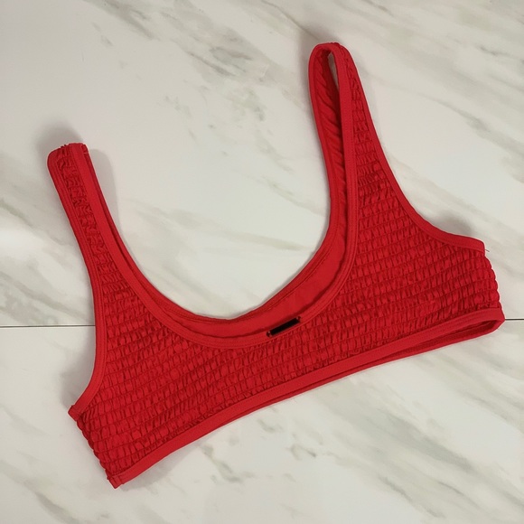 Kendall + Kylie Red Henley Bikini Top - Sz M - Picture 9 of 12
